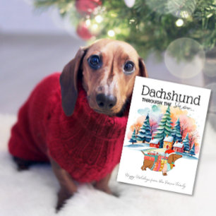 Dachshund door de sneeuw kaart