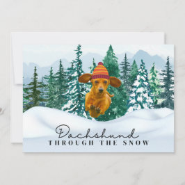 Dachshund door de Sneeuw Kerst Pret Hond  Feestdagenkaart