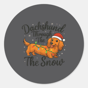 Dachshund Door De Sneeuw Kerst Pyjama Peuter Ronde Sticker
