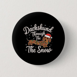 Dachshund door de sneeuw Kerstdecoratie voor honde Ronde Button 5,7 Cm