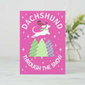 Dachshund door de sneeuw Kerstkaart Kaart (Staand voorkant)
