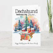Dachshund door de Sneeuw Kerstkaart Kaart (Voorkant)