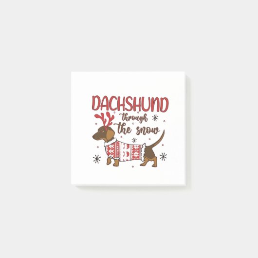 Dachshund Door de Sneeuw Kerstmis Hond Liefhebber Post-it® Notes (Voorkant)