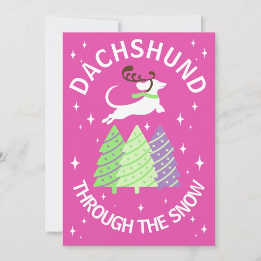 Dachshund Door de Sneeuw Kerstmis Kaart (Voorkant)