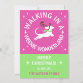 Dachshund Door de Sneeuw Kerstmis Kaart (Achterkant)