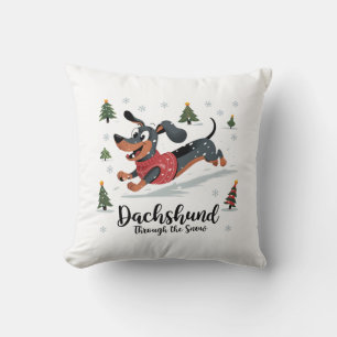 Dachshund door de sneeuw kussen