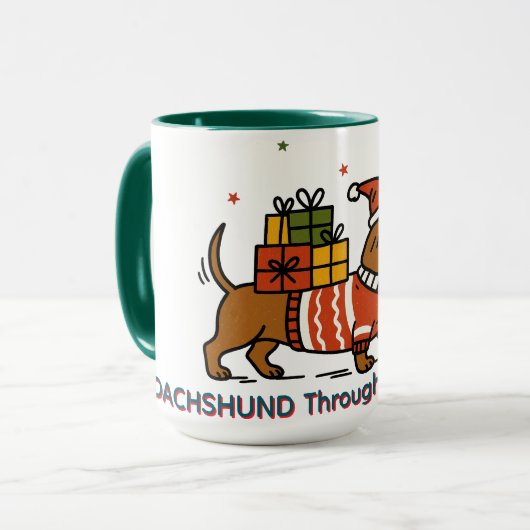 Dachshund Door De Sneeuw Mok (Voorkant links)