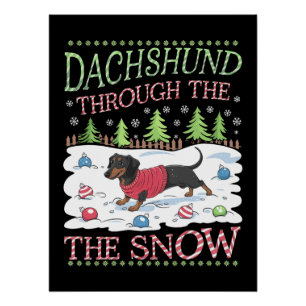 Dachshund door de Sneeuw Perfect Poster