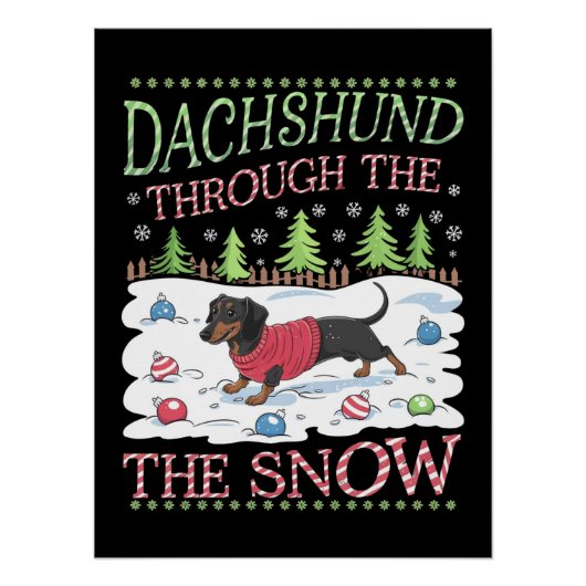 Dachshund door de Sneeuw Perfect Poster (Voorkant)