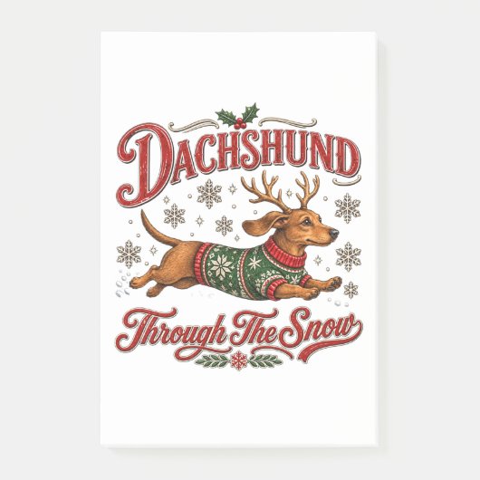 Dachshund door de sneeuw post-it® notes (Voorkant)