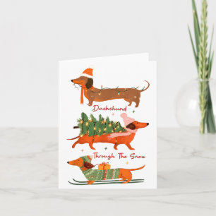 Dachshund Door De Sneeuw Prettig Kerstfeest Dachsh Kaart