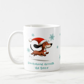 Dachshund door de Sneeuw puppy hond Kerstmis Koffiemok