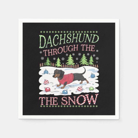 Dachshund door de sneeuw servet (Voorkant)