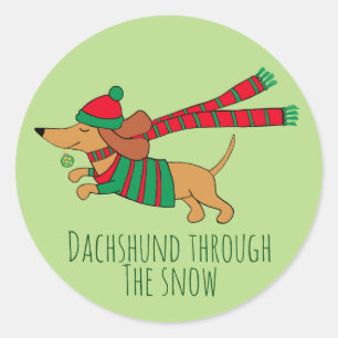 Dachshund Door de Sneeuw Sticker