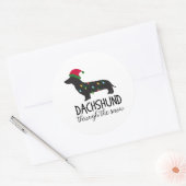Dachshund door de sneeuw Sticker, kerst Ronde Sticker (Envelop)