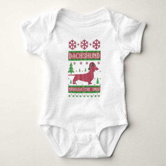 Dachshund door de sneeuw t-shirt (Voorkant)