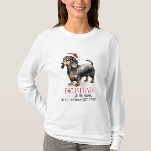 Dachshund door de sneeuw t-shirt (Voorkant)