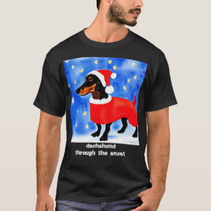dachshund door de sneeuw! t-shirt