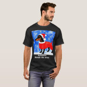 dachshund door de sneeuw! t-shirt (Voorkant volledig)