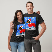 dachshund door de sneeuw! t-shirt (Unisex)