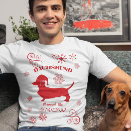 Dachshund door de sneeuw t-shirt
