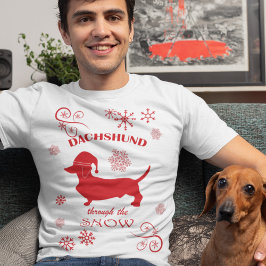 Dachshund door de sneeuw t-shirt
