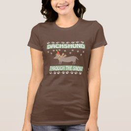 Dachshund door de sneeuw t-shirt
