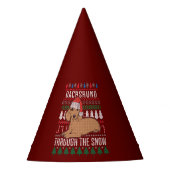 Dachshund door de sneeuw Ugly met kerst Feesthoedjes (Voorkant)