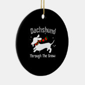 Dachshund door de sneeuw Ugly met kerst Keramisch Ornament (Rechts)