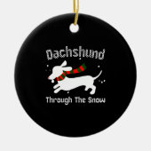 Dachshund door de sneeuw Ugly met kerst Keramisch Ornament (Voorkant)