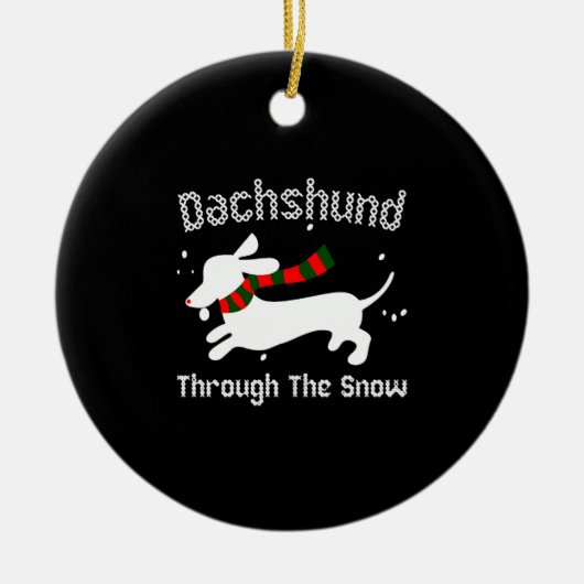 Dachshund door de sneeuw Ugly met kerst Keramisch Ornament (Voorkant)