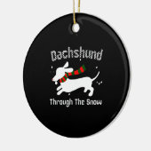 Dachshund door de sneeuw Ugly met kerst Keramisch Ornament (Links)