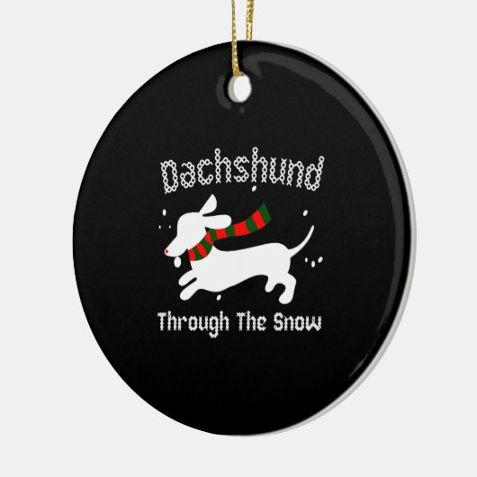 Dachshund door de sneeuw Ugly met kerst Keramisch Ornament (Links)