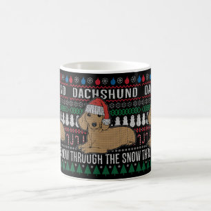 Dachshund door de sneeuw Ugly met kerst Koffiemok