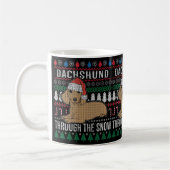 Dachshund door de sneeuw Ugly met kerst Koffiemok (Links)