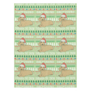 Dachshund door de sneeuw Ugly met kerst Tafelkleed