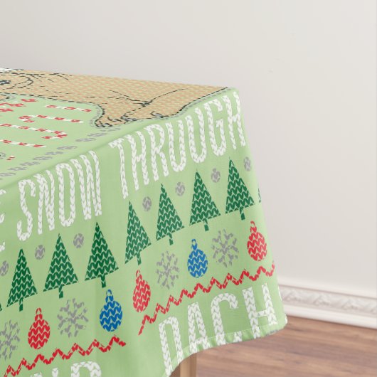 Dachshund door de sneeuw Ugly met kerst Tafelkleed (Voorbeeld)