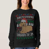 Dachshund door de sneeuw Ugly met kerst Trui (Voorkant)