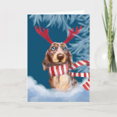 Dachshund door de sneeuwfeestdag-Kaart Feestdagen Kaart (Voorkant)