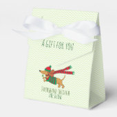 Dachshund door de sneeuwflesbox bedankdoosjes (Voorkant Zijde)