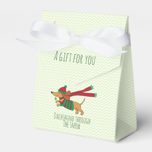 Dachshund door de sneeuwflesbox bedankdoosjes (Voorkant Zijde)