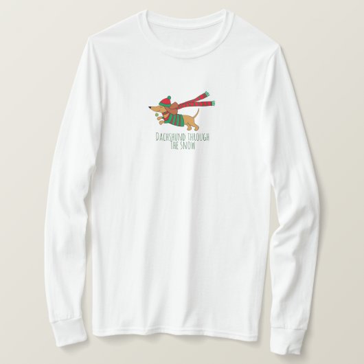 Dachshund door de sneeuwhoes T-shirt (Design voorkant)