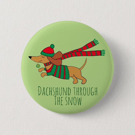 Dachshund door de sneeuwkerst-Button Ronde Button 5,7 Cm (Voorkant)