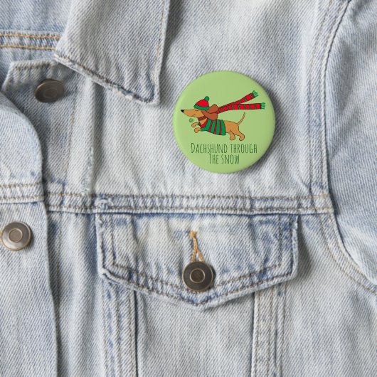 Dachshund door de sneeuwkerst-Button Ronde Button 5,7 Cm (In situ)