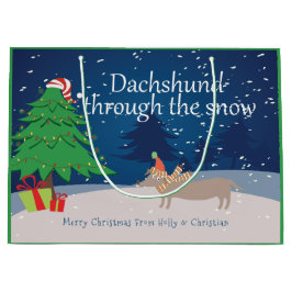 Dachshund door de sneeuwkerst op maat large cadeautasje