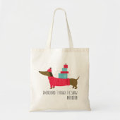 Dachshund door de Sneeuwkersthond Fun-naam Tote Bag (Voorkant)