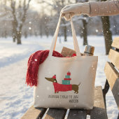Dachshund door de Sneeuwkersthond Fun-naam Tote Bag