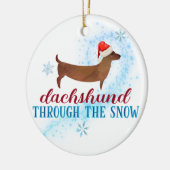 Dachshund door de sneeuwkerstman keramisch ornament (Links)