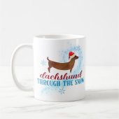 Dachshund door de sneeuwkerstman koffiemok (Links)