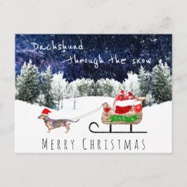 Dachshund door de sneeuwleuke kerstpost briefkaart